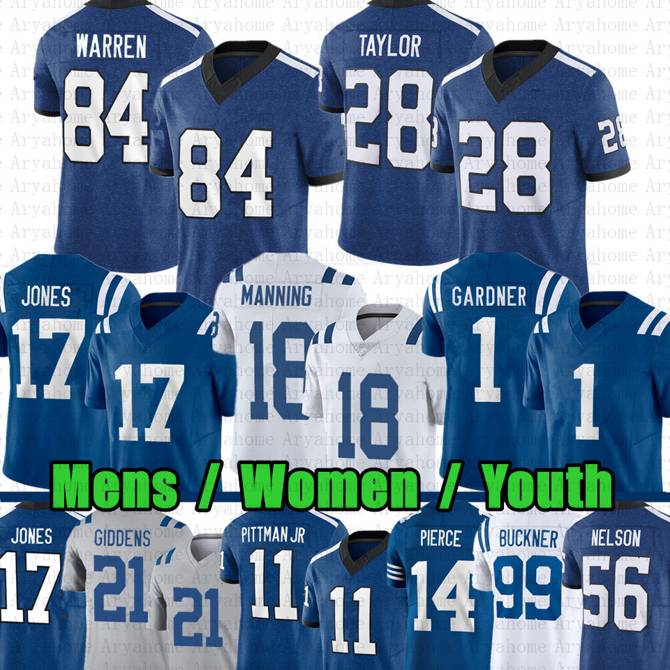 Tyler Warren Jonathan Taylor Football Jersey Ahmad Sauce Gardner Richardson Daniel Jones Nelson Riley Leonard Camryn Bynum Michael Pittman Jr Josh Dow