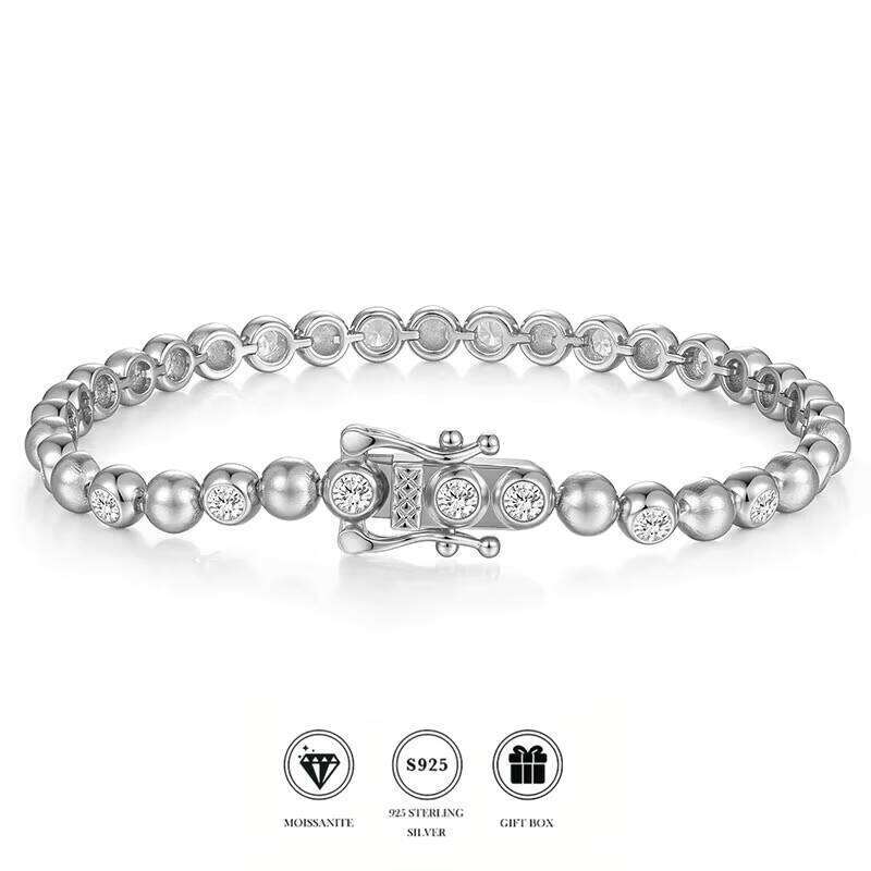 D Color VVS1 Moissanite S925 Silver Minimalist Bracelet Trendy European & American Niche Design