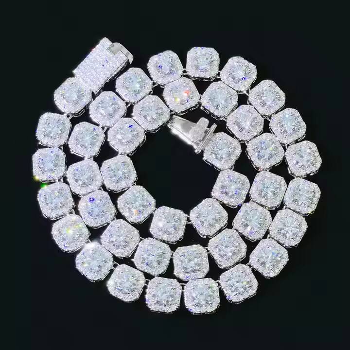 45mm Moissanite Diamond Tennis Chain Round Cut 10K Gold/Silver Luxury Necklace For Men and Women Perfect Gift For All Occasions