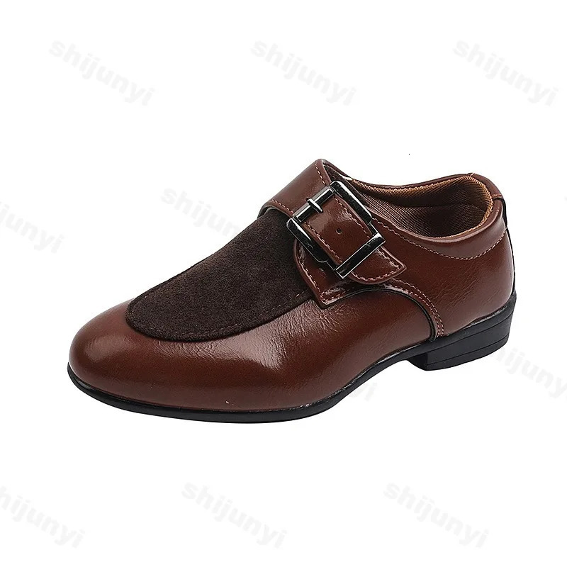 Children Boys Leather Shoes Retro Loafers Fashion Buckle Non-slip Pointed Toe Dress Shoes British Kids Oxford Shoes 260409 - view 7