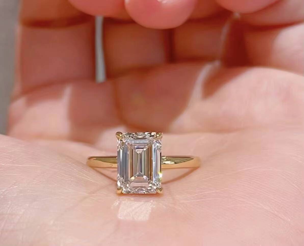 18K Solid Gold Lab-Grown Princess Cut Diamond Ring IGI Certification Technologically Cultivated Brilliant Fire Exclusive