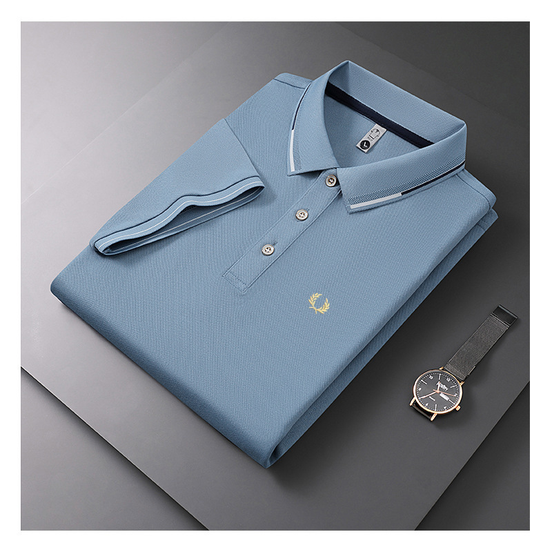 Embroidered Men's Business Casual Short Sleeved Polo Shirt, Fashionable, Breathable, Comfortable and Versatile Top