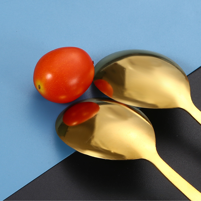 Wholesale Nordic Creative Internet-Famous Stainless Steel with Imitation Ceramic and Patterned Handle for Home Use, Dessert Rice Spoons, Soup Spoons