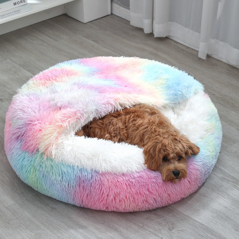 YL-38468 Customized Multi-Color Pet Bed, Winter Warmth with Cover, Anti-Kick Pet Mat, Comes with Blanket, Semi-Enclosed Soft Cat Bed