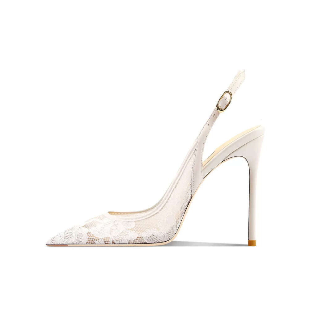 Women 2026 Cross Border New Pointed Lace Mesh Breathable Backless Buckle Stiletto Women S Sandals