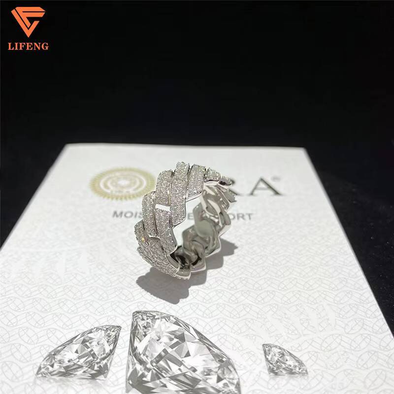 White Gold Plated 925 Silver Cuban Moissanite Diamond Engagement Ring Womens Iced Jewelry From Online Ring Store