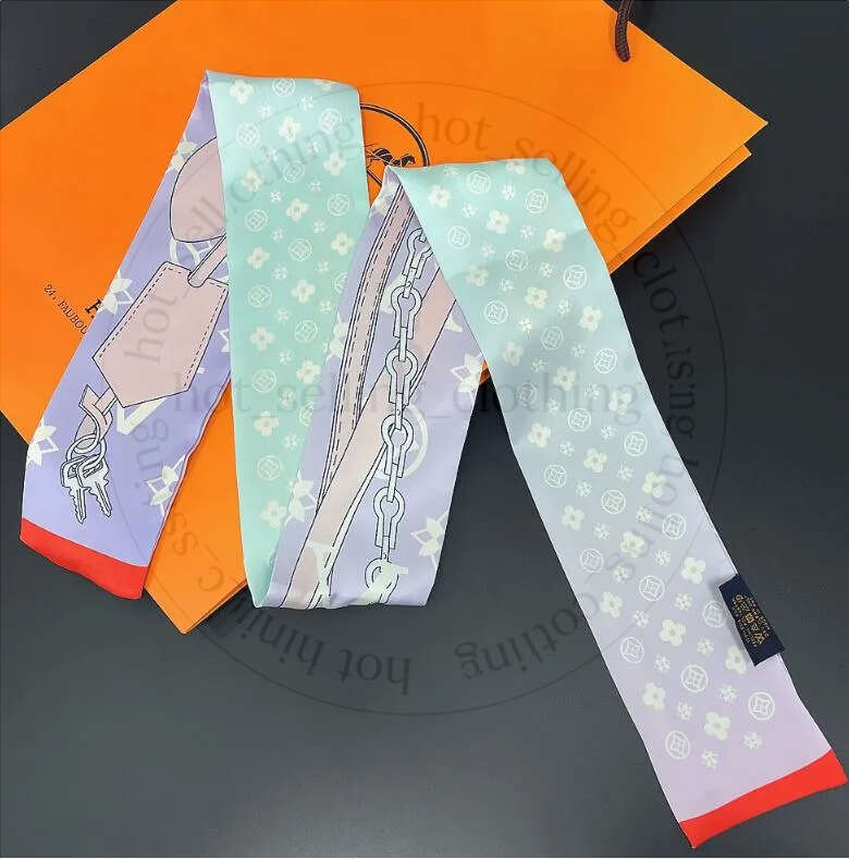 40Styles Newest Classic Twilly Headband Fashion Bag Scarfs Designer Scarf For Women Hair Thin Scarves Neck Tie 120-8Cm 015