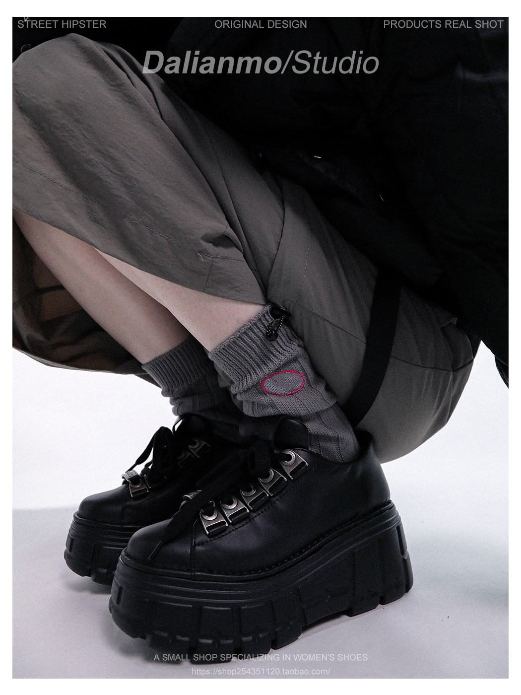 Sandals Platform Round-Toe Leather Comfortable Shoes Metallic White Subculture Y2K Punk High Heels Height-Enhancing Gothic Sneakers