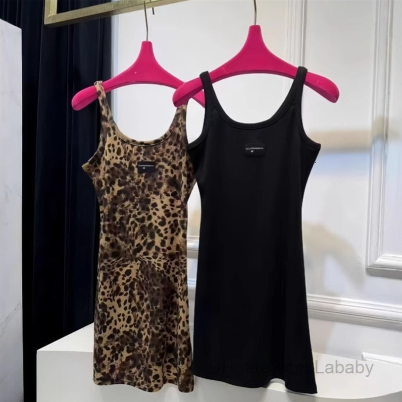 Designer Dress Sexy U-neck Tank Top For Women Vest Skirt Fashion Leopard Printed Slim Fit Casual Dresses For Woman Elegant