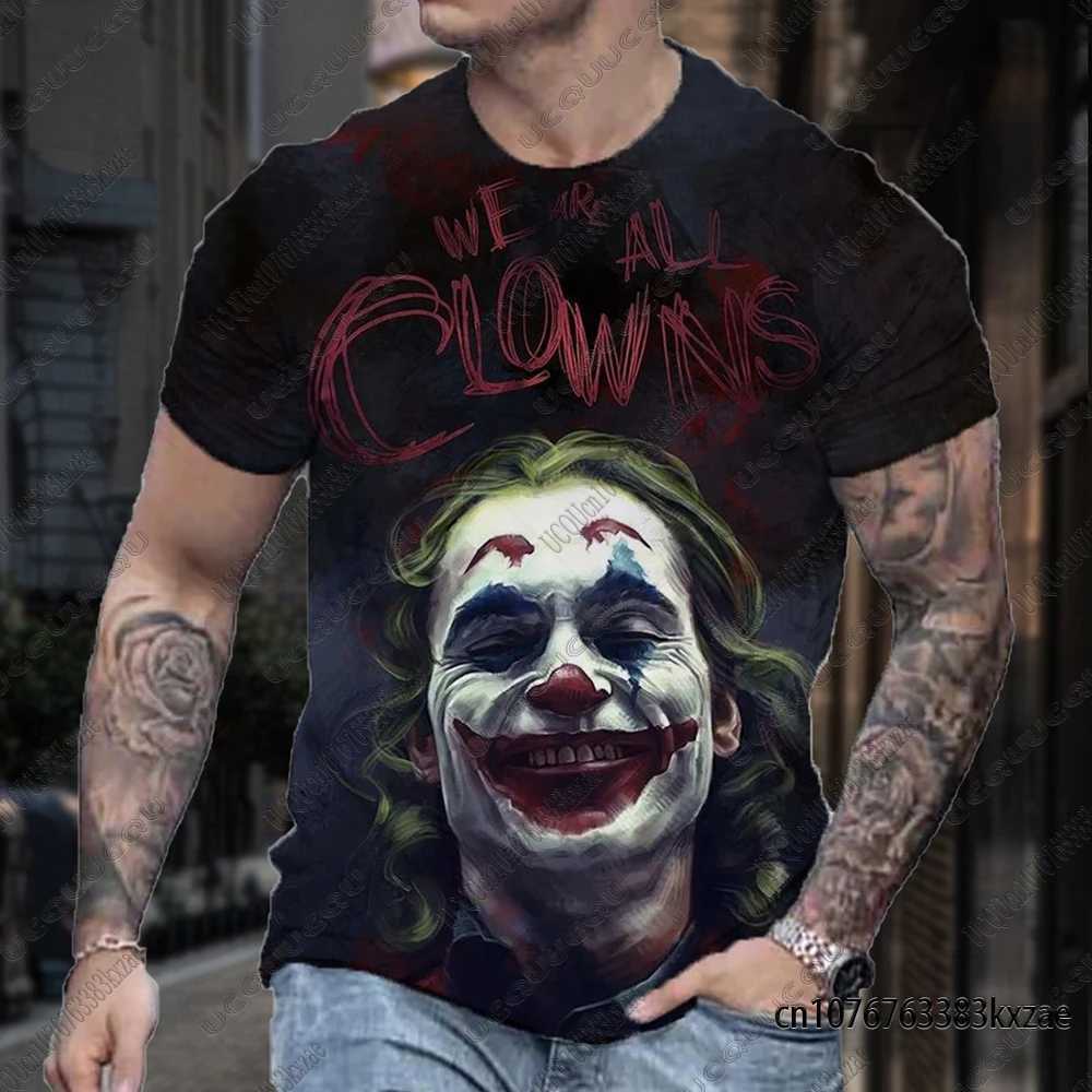 Joker Summer Classic Tshirts For Men Funny Joker Face Sketch The Clown 3D T-shirt Casual Harajuku Style Street Clothing Man TopsT260410