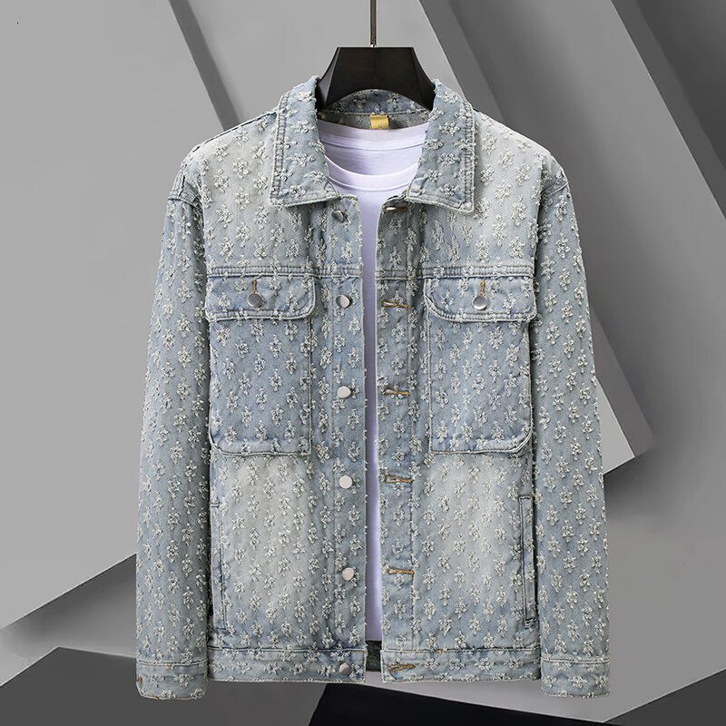 2026 Spring/summer New High End Luxury Men's Denim Designer Jacket Fashion Leisure Outdoor Slimming Coat Fashion Long Sleeve Denim Coat Wholesale