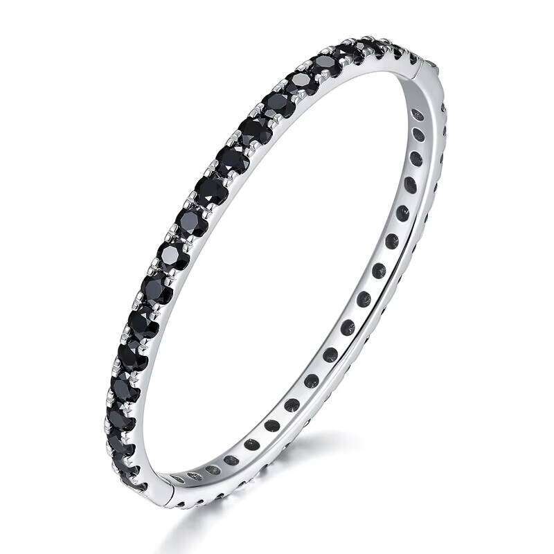 Ruizuan Luxury Designer 4mm Moissanite Charms Bracelet Black Fashion Bangle for Men and Women