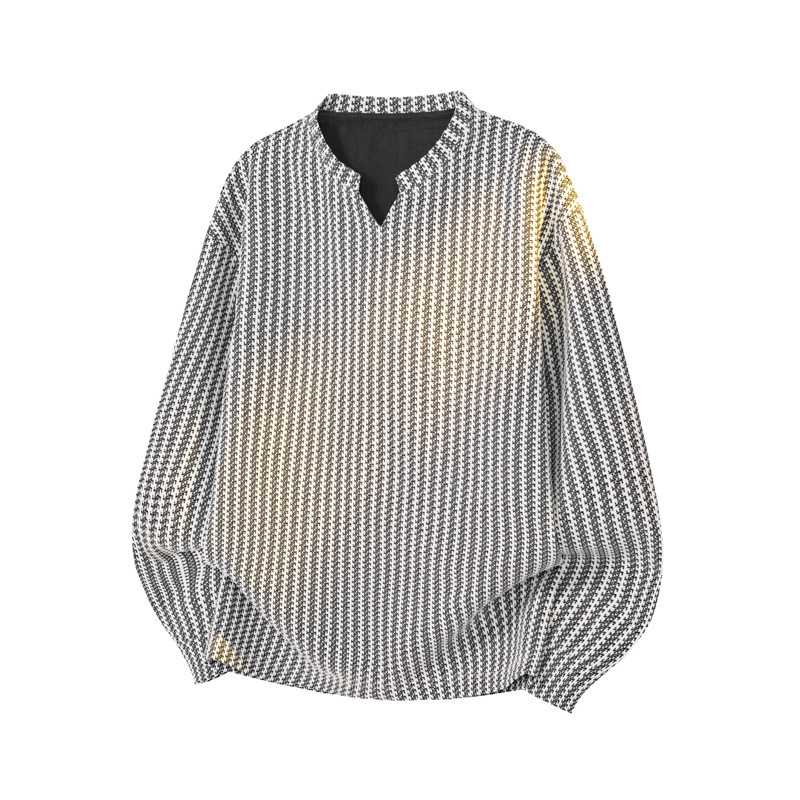 Luxury Brand Herringbone V Neck Short Sleeve T Shirt Men Fashion American Streetwear Trendy Brand Oversized Heavyweight Teen Tee Top Casual Retro Vint