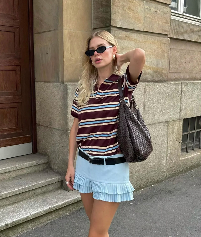 Women's T Shirts Fashion Stripe T-shirt Casual Long Sleeve Female All Match Polo Shirt 2025 Spring Ladies Loose Tops High Street