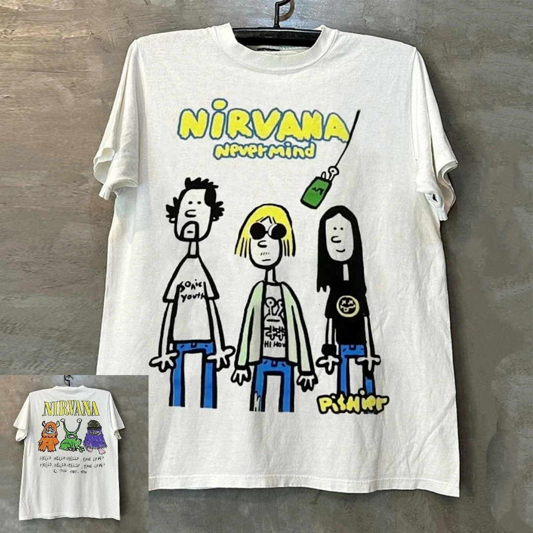 rock band Nirvana Print Mens 100Cotton shirt Y2k hiphop style Graphic Tshirt Unisex O-neck Short Sleeve Streetwear Women shirt 260409
