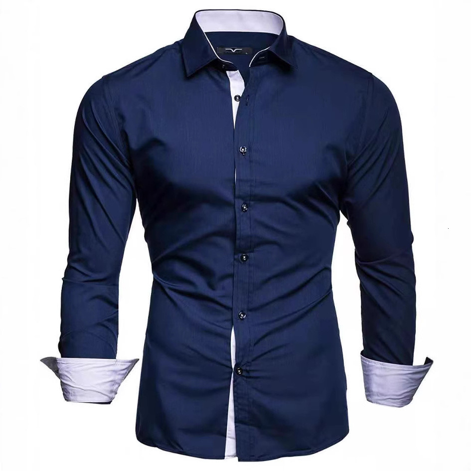 Bestseller 2025 new men's handsome personality casual contrast Tencel long sleeve men's casual shirt ddmytues