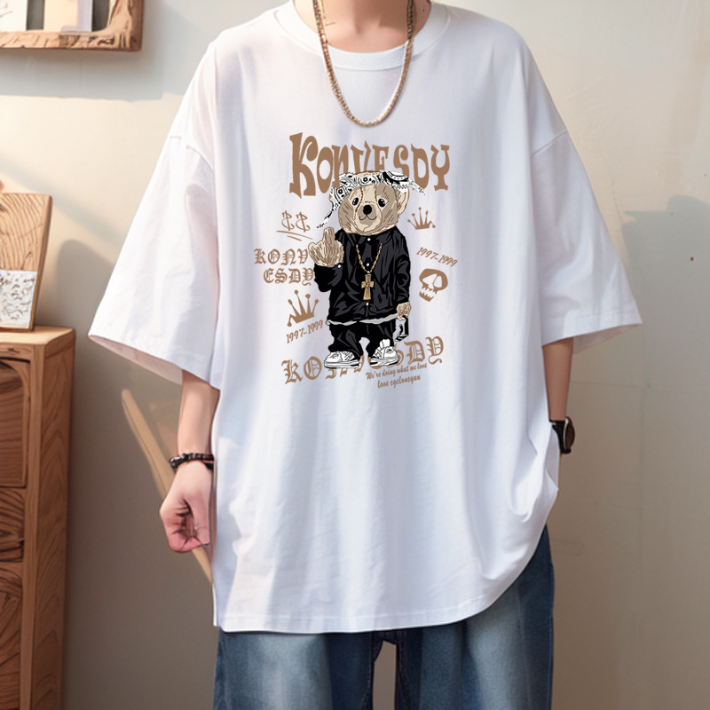 Designer Shirt - New Summer Style Pure Cotton Men's Short-sleeved T-shirt From A Fashionable Brand Loose Fit Casual And Versatile Round-neck Top