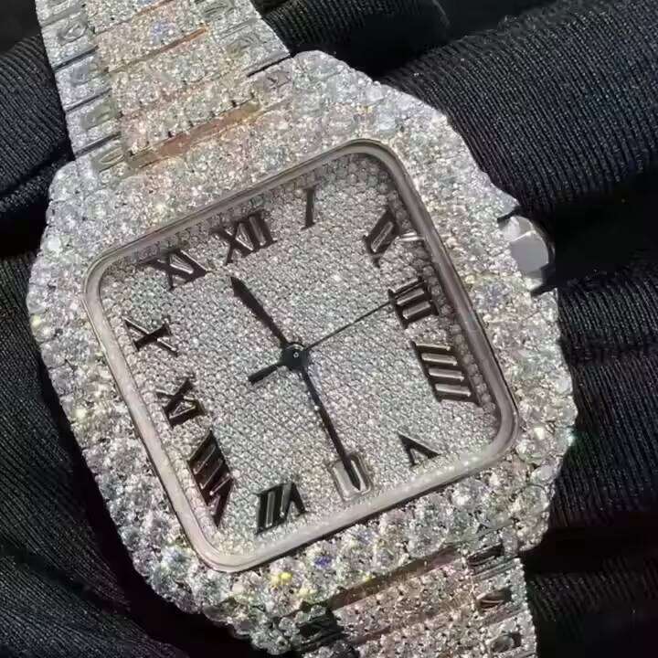 Top Quality Hip Hop VVS Moissanite Diamond Icedown Automatic Mechanical Luxury Watch Hot Selling Men's