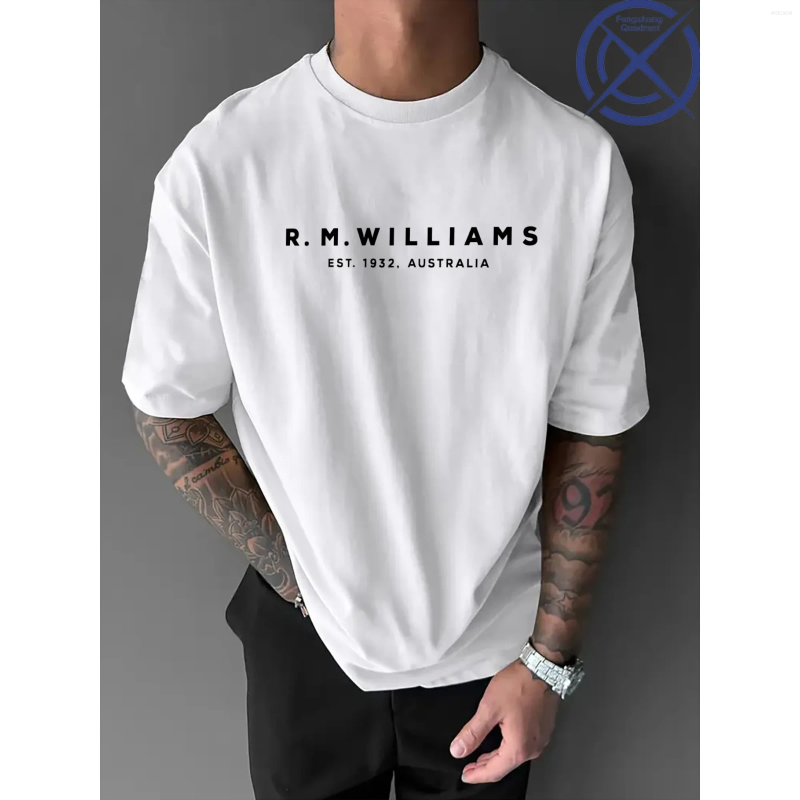 Men's T Shirts Vintage Casual T-Shirt - R M WILLIAMS Letter Print For Men Women Pure Cotton Crewneck Short Sleeve Unseix Top