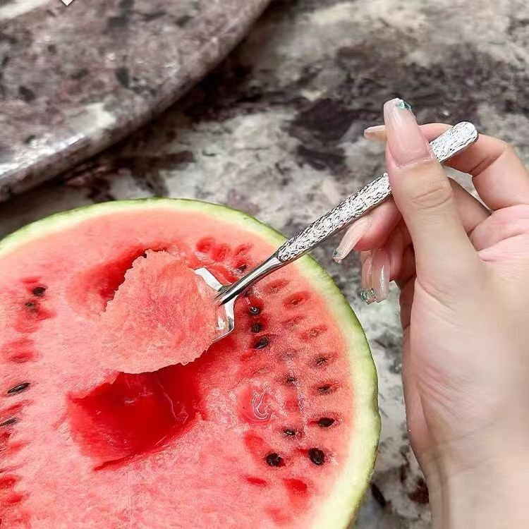 New Stainless Steel Shovel Cross-Border Hot Item Upgraded Watermelon Hammer Pattern Cream Sand Ice Pointed Spoon High Aesthetic