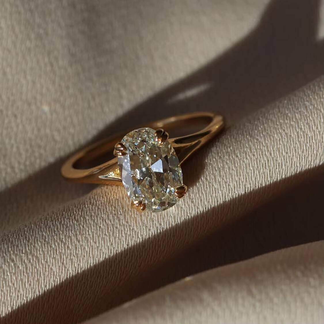 10K 14K 18K Solid Gold Lab Grown Diamond Moissanite Jewelry 1 2 3CT Oval Cut IGI Certified Synthetic Diamond Ring Wedding Giift