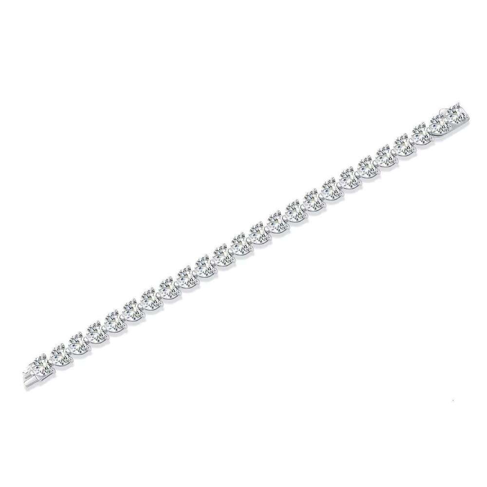 Ruizuan Luxury Jewelry Unisex Trendy Heart Shaped Moissanite Silver 925 Chain Link Bracelet Rhodium Gold Plated Claw Setting