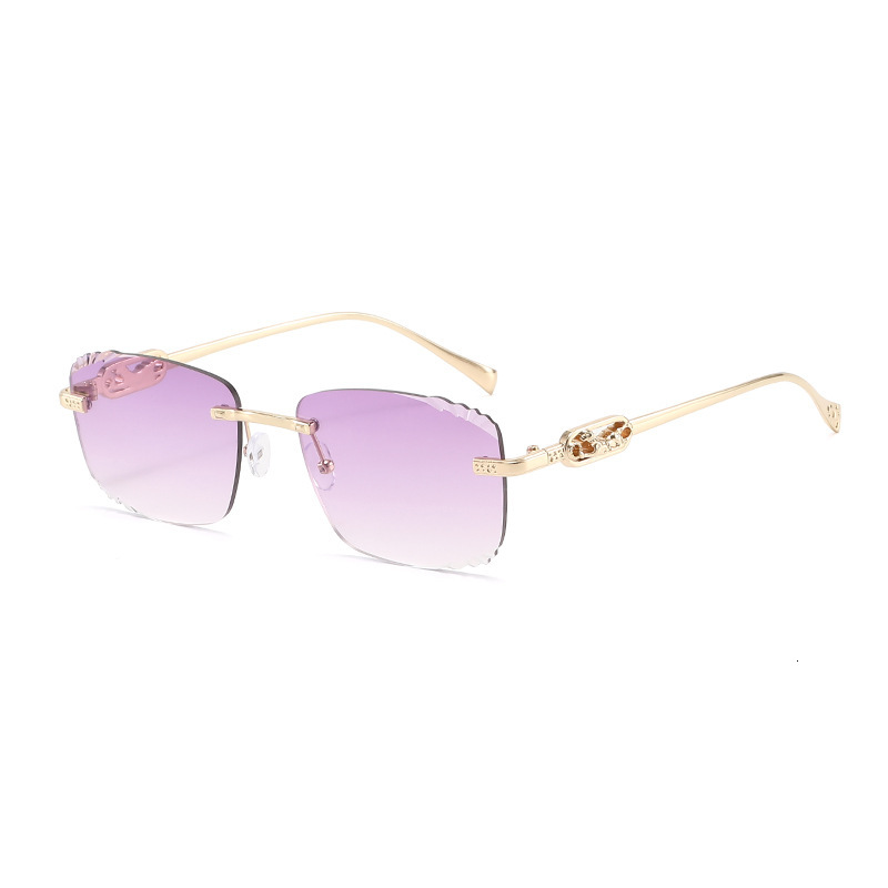New Designer Street Style Unframed Cutting-edge Sunglasses With Outdoor Cycling Retro Fashion Elements And Metal Sun Protection Feature - Beach Sungla