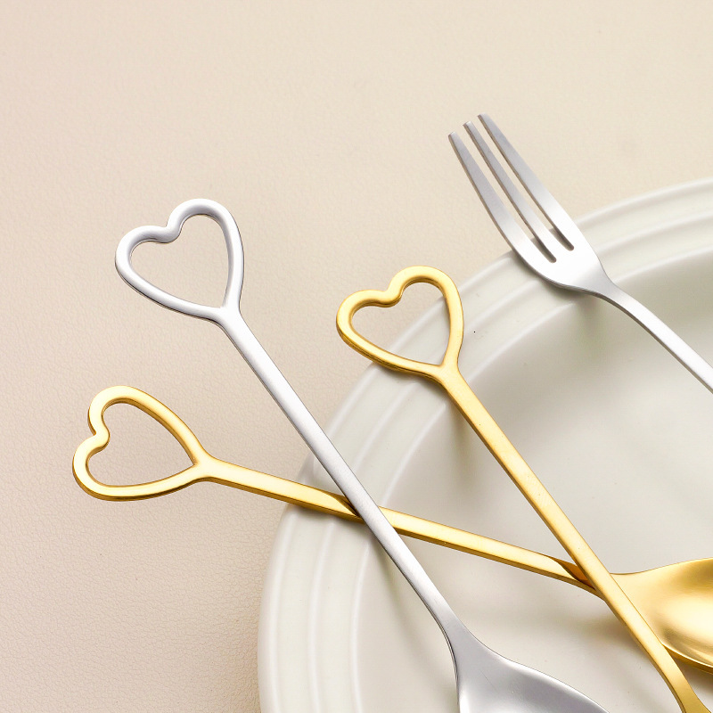 Cutlery Set Creative Stainless Steel Small Gift Box Heart Coffee Dessert Spoon Fruit Fork
