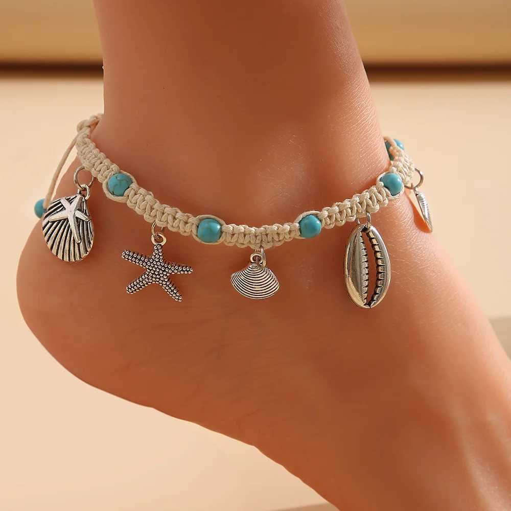 Bohemian Shell Starfish Summer Beach Anklets for Women Tortoise Ankle Bracelet on Leg Girls Barefoot Handcraft Chain Jewelry X260410