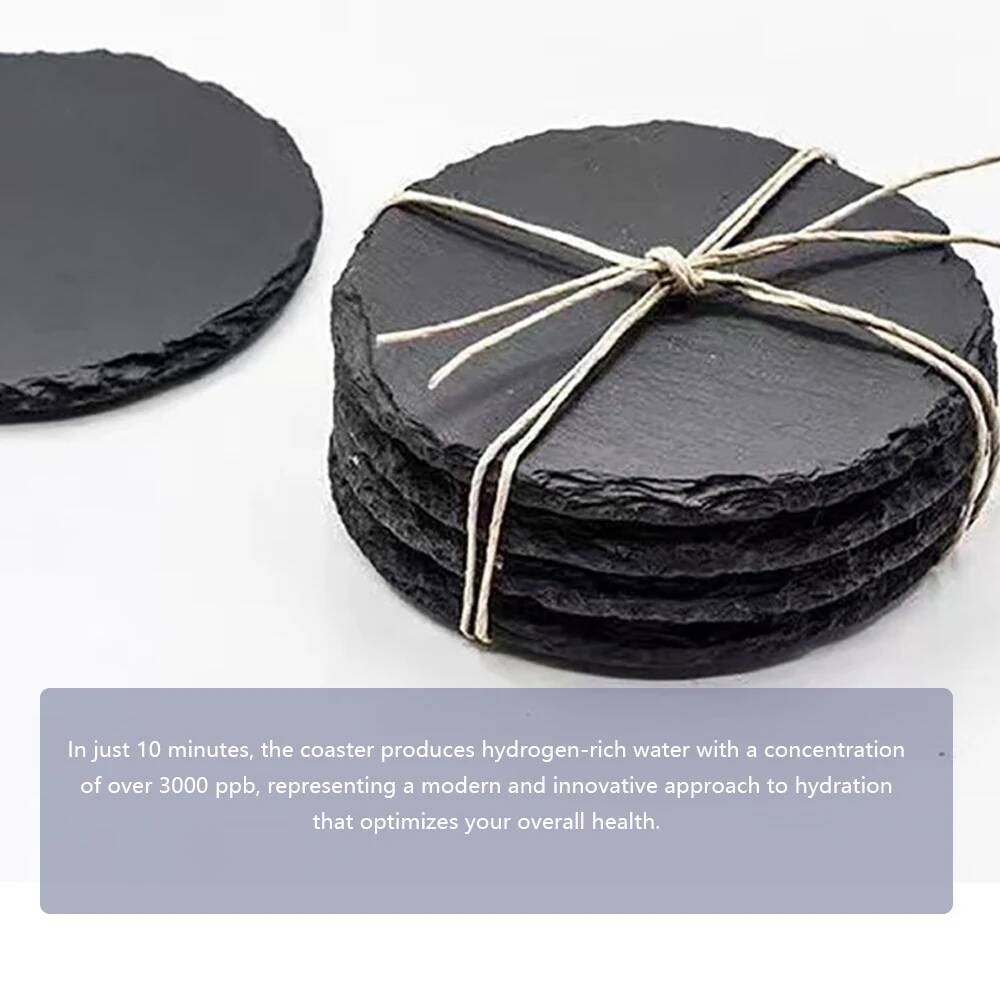 10Pcs Natural Slate Drink Coasters Round Black Stone Insulation Cup Coaster for Coffee Table, Home Kitchen, Bar ddmydog