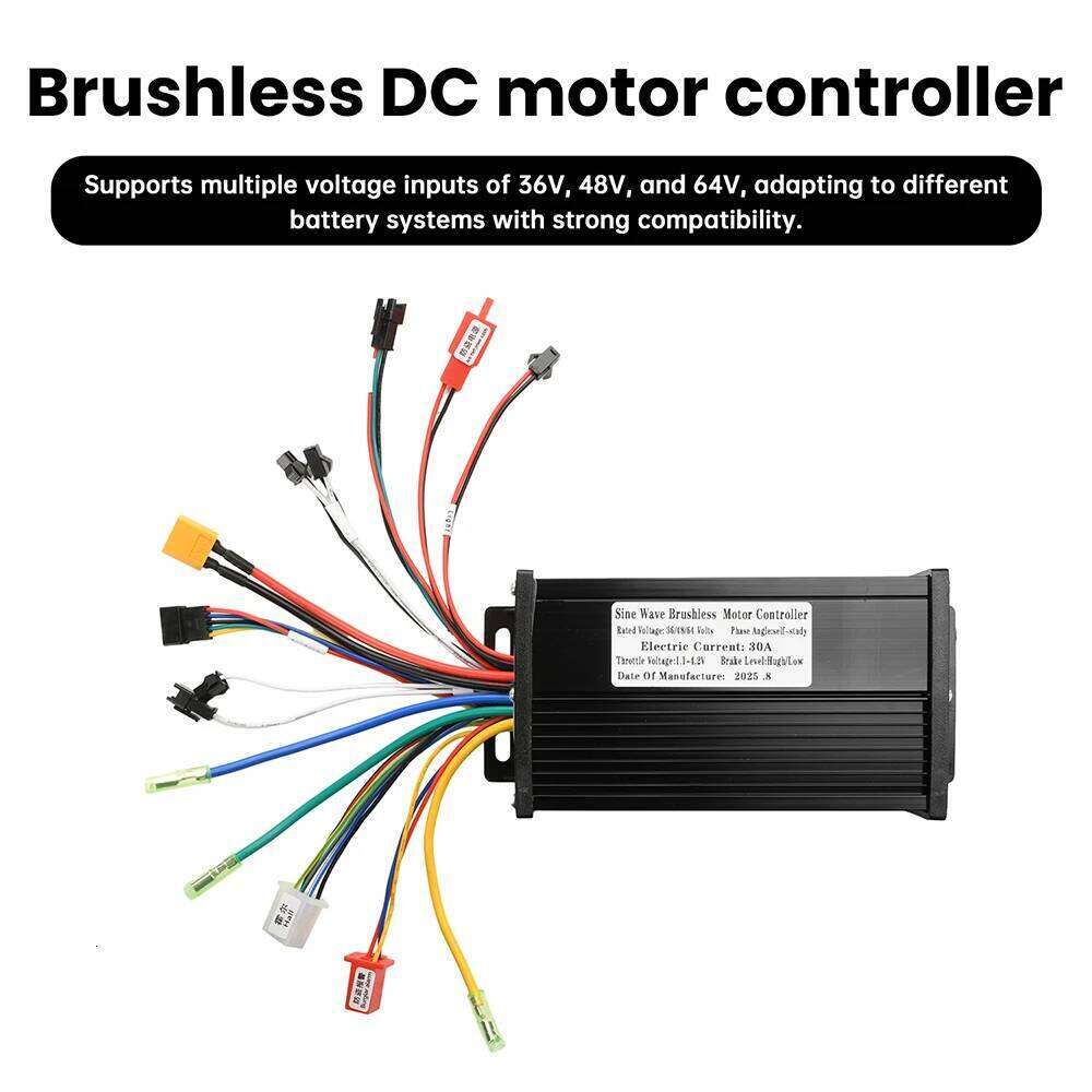 36V 48V64V 30A Black Gold Sine Wave Brushless Motor Controller 750-1500W 3 Mock Examination Driver SM Connector Electric Bicycle