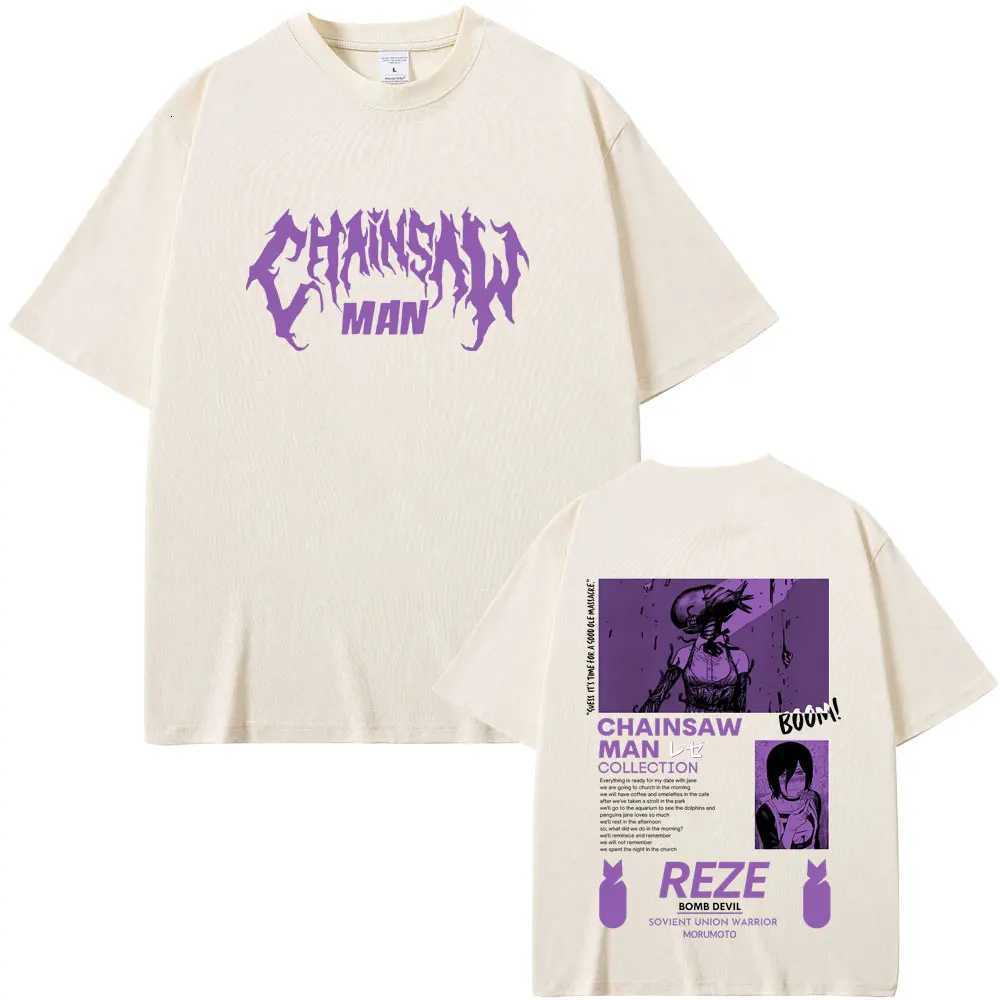Anime Chainsaw Man Reze Double Sided Graphic T-shirts Men Women Fashion Casual Soft Cotton T Shirt Tops Unisex Manga Lovers Gift T260410