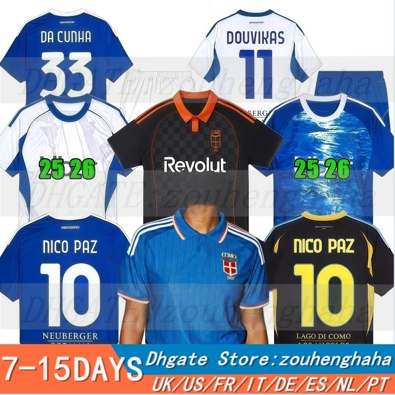 25 26 27 Como NICO PAZ Soccer Jerseys 2025 2026 PERRONE VERDI BASELLI 24 25 Fourth Special Men Kids football Jersey shirts Kit 888