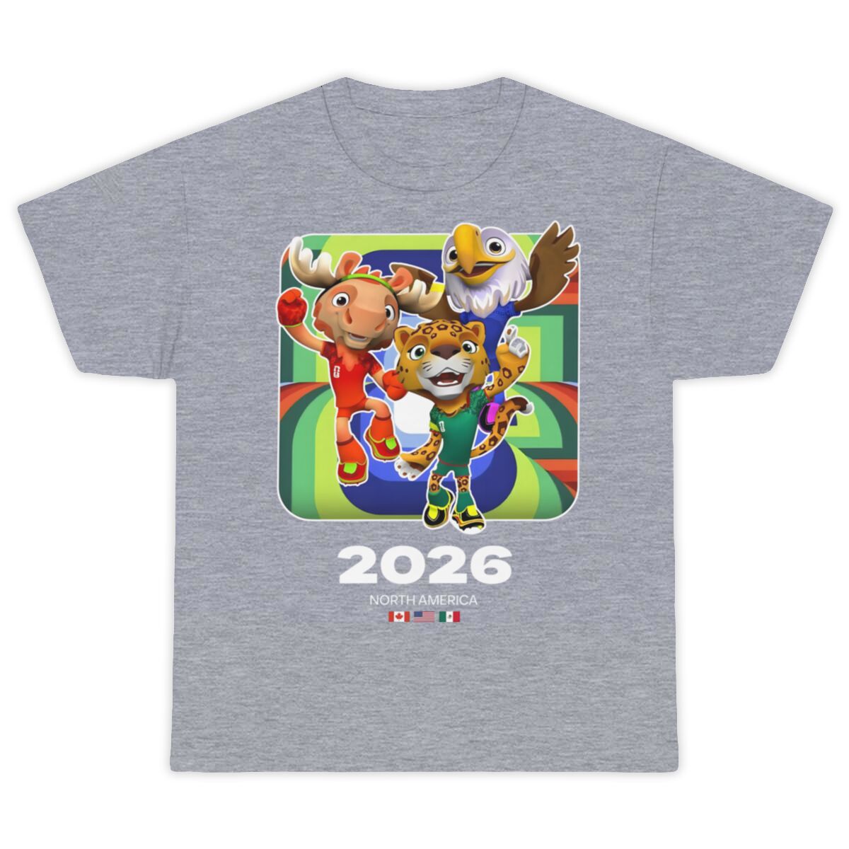 2026 World Cup Mascot T-Shirts | Unisex Cotton Crew Neck Soccer Graphic Summer New Arrivals
