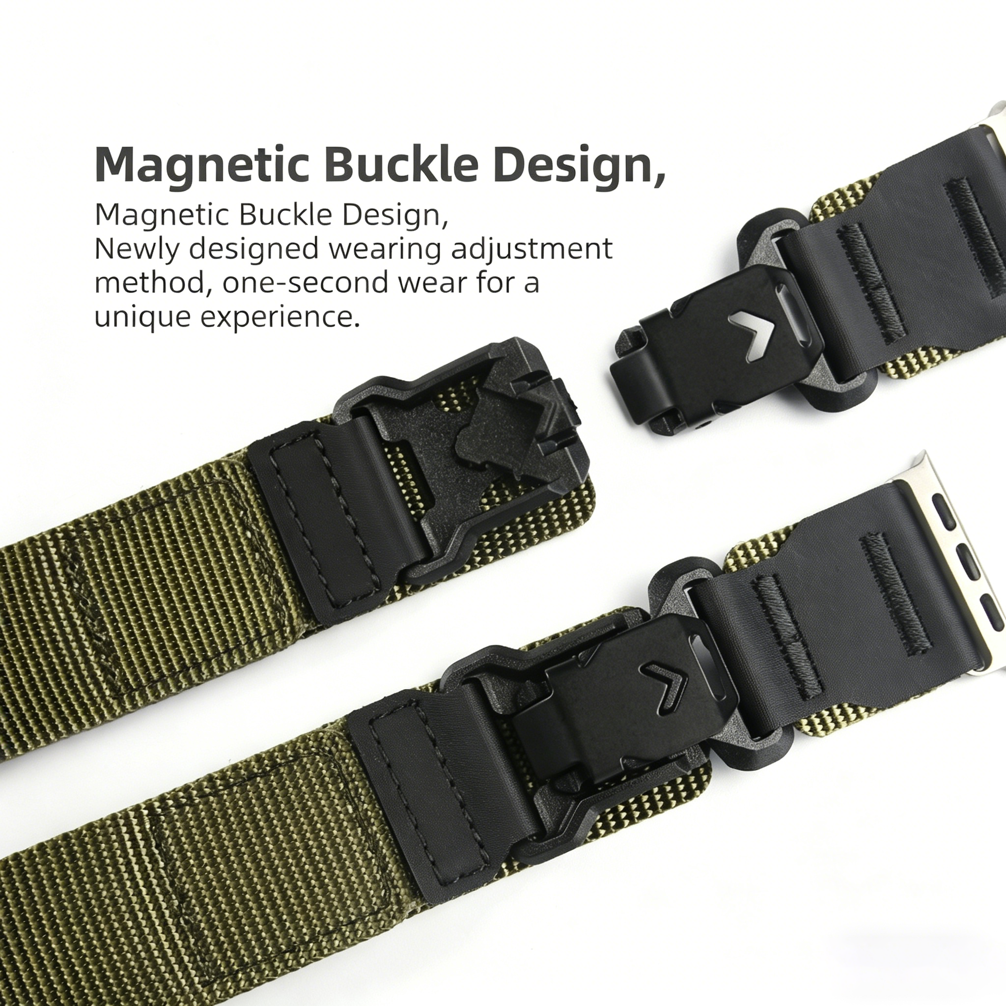 FASTAND Tactical Nylon Band with Magnetic Buckle for Apple Watch Ultra 2 49mm, Rugged Sport Strap for iWatch 10 9 8 7 SE 45mm 44mm Bracelet