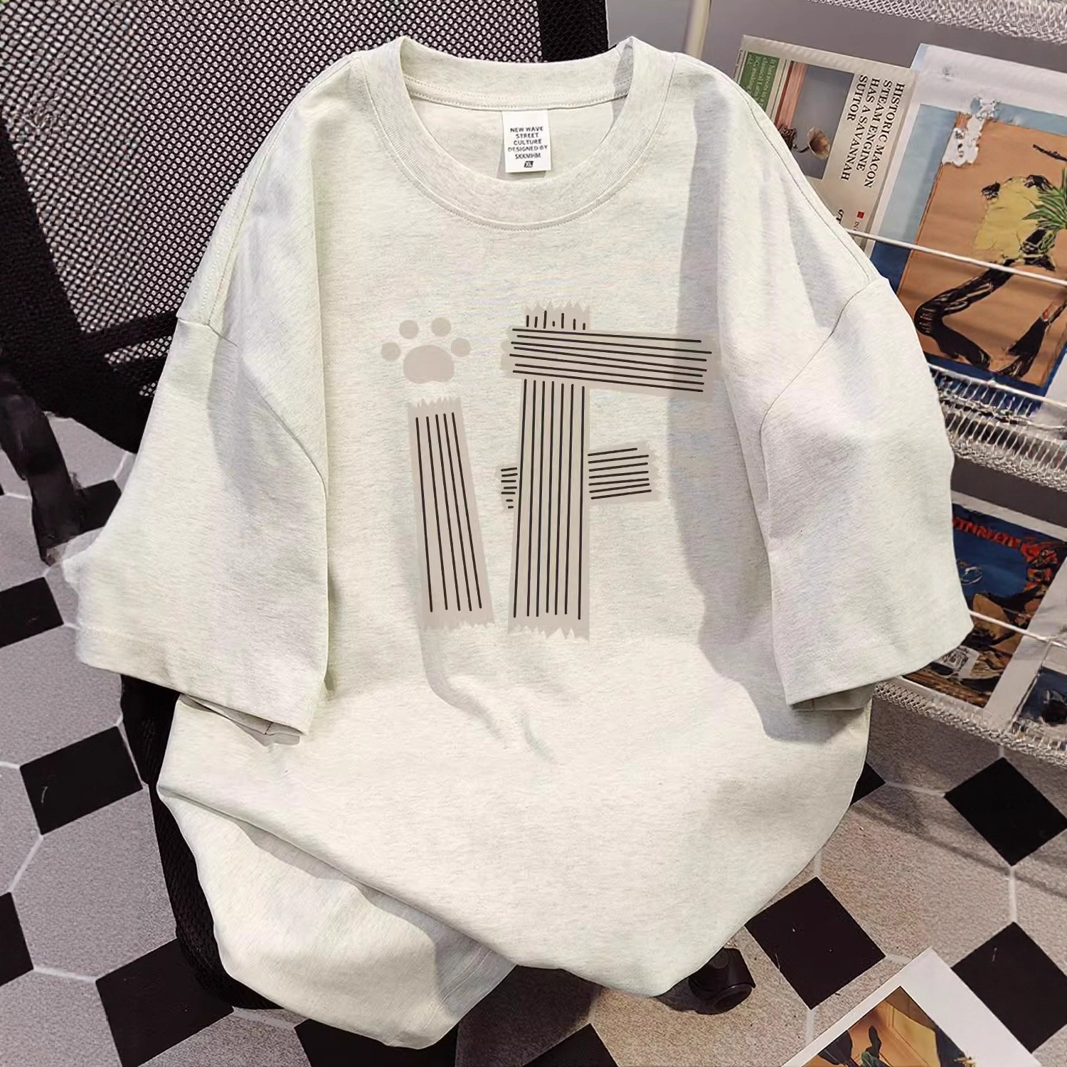 Luxury Brand Heavyweight Cotton Print Short Sleeve T Shirt For Men Women Summer 2026 New Oversized Casual Couple Tee Top Streetwear Fashion Retro Vint