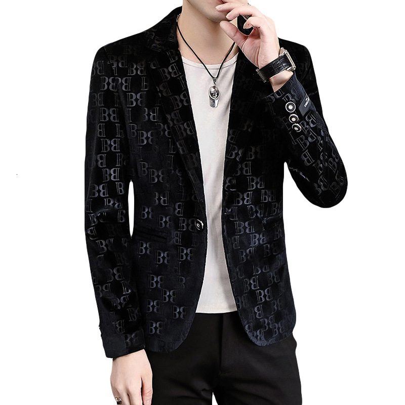Designer Blazer - Four-season Velvet Suit Jacket - Men's Slim-fit Youth Style Small Set Of Single-piece Suit Jackets - Fashionable And Luxurious  - view 6