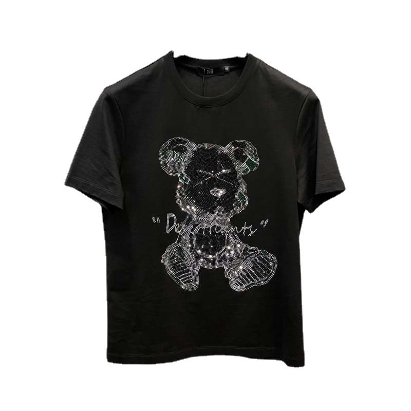 Designer Short-sleeved Shirt - Summer Men's Short-sleeved New Style - Popular Brand Crystal Bear Men's Loose Round-neck Short-sleeved T-shir