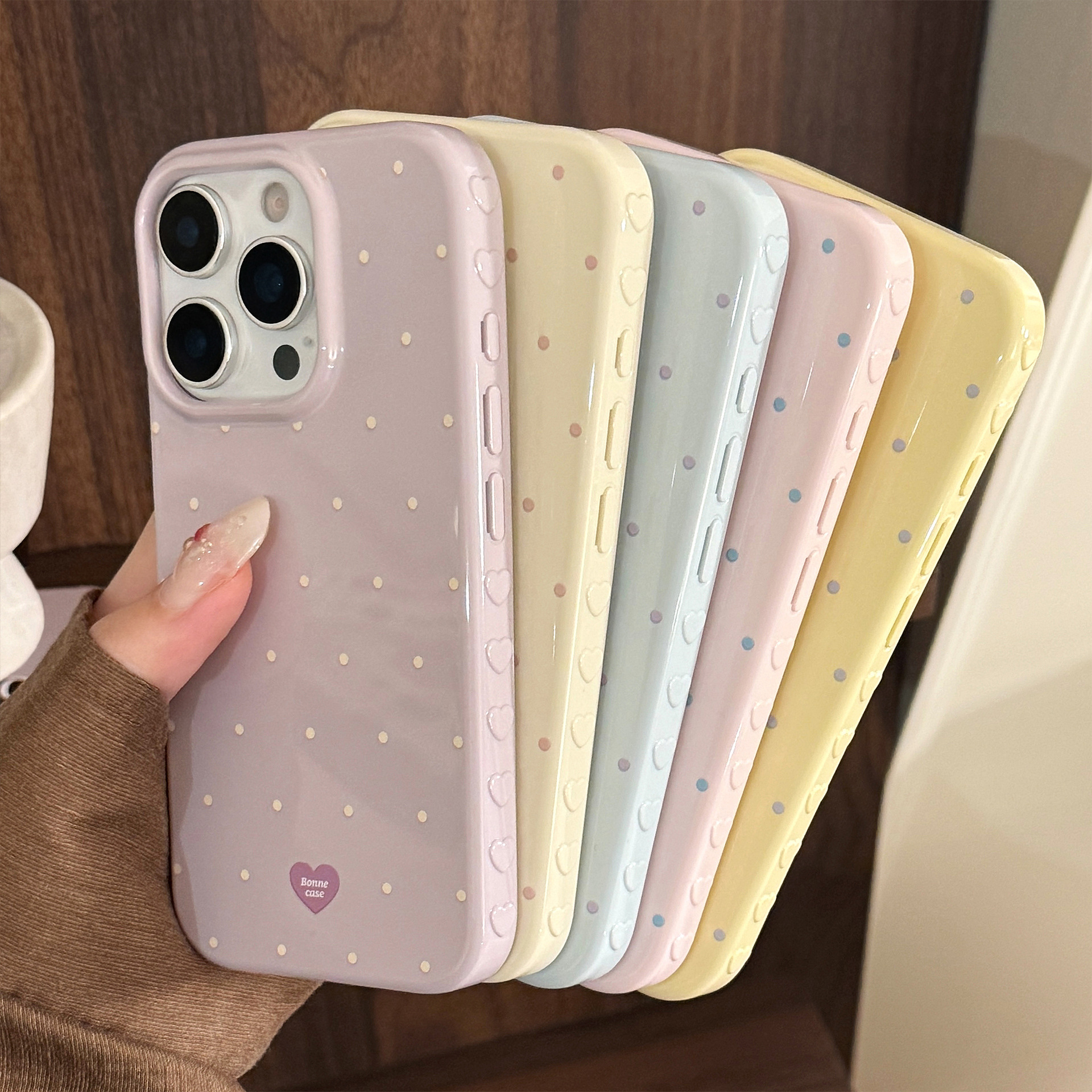 Minimalist Polka Dot Phone Case for iPhone 16 Pro Max, Color Block MagSafe Cover for iPhone 17 15 14 13