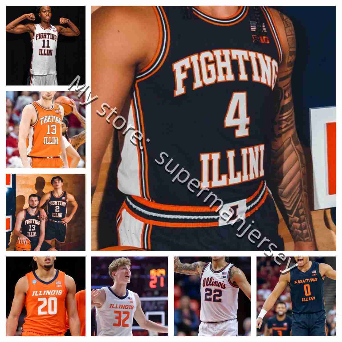 2026 Illinois Fighting Illini College basketball jersey Mirkovic 0 Brandon Lee 1 Petrovic Ivisic Jakstys Wagler Ivisic Fagbemi Boswell Andrej Stojakov