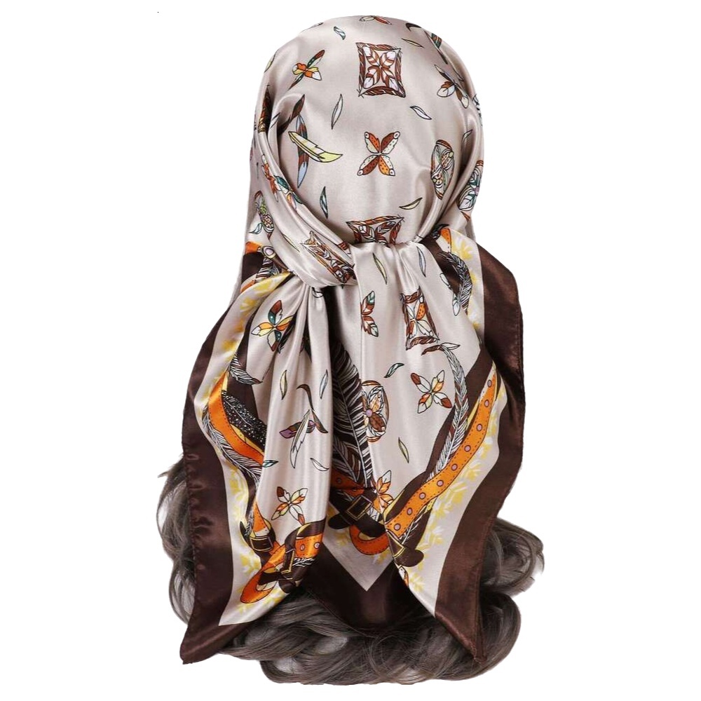 Imitation Silk & Women's Headscarf 90*90CM Square Patterned Neck Shawl European And American Scarf 90*90CM