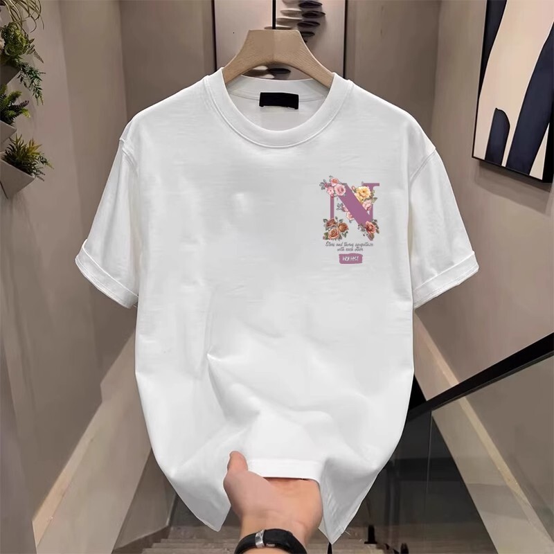 Luxury Designer High-quality Pure Cotton Men's Popular Short-sleeve T-shirt, 2026 Summer New Casual Round-neck Tee Shirt Sports Top