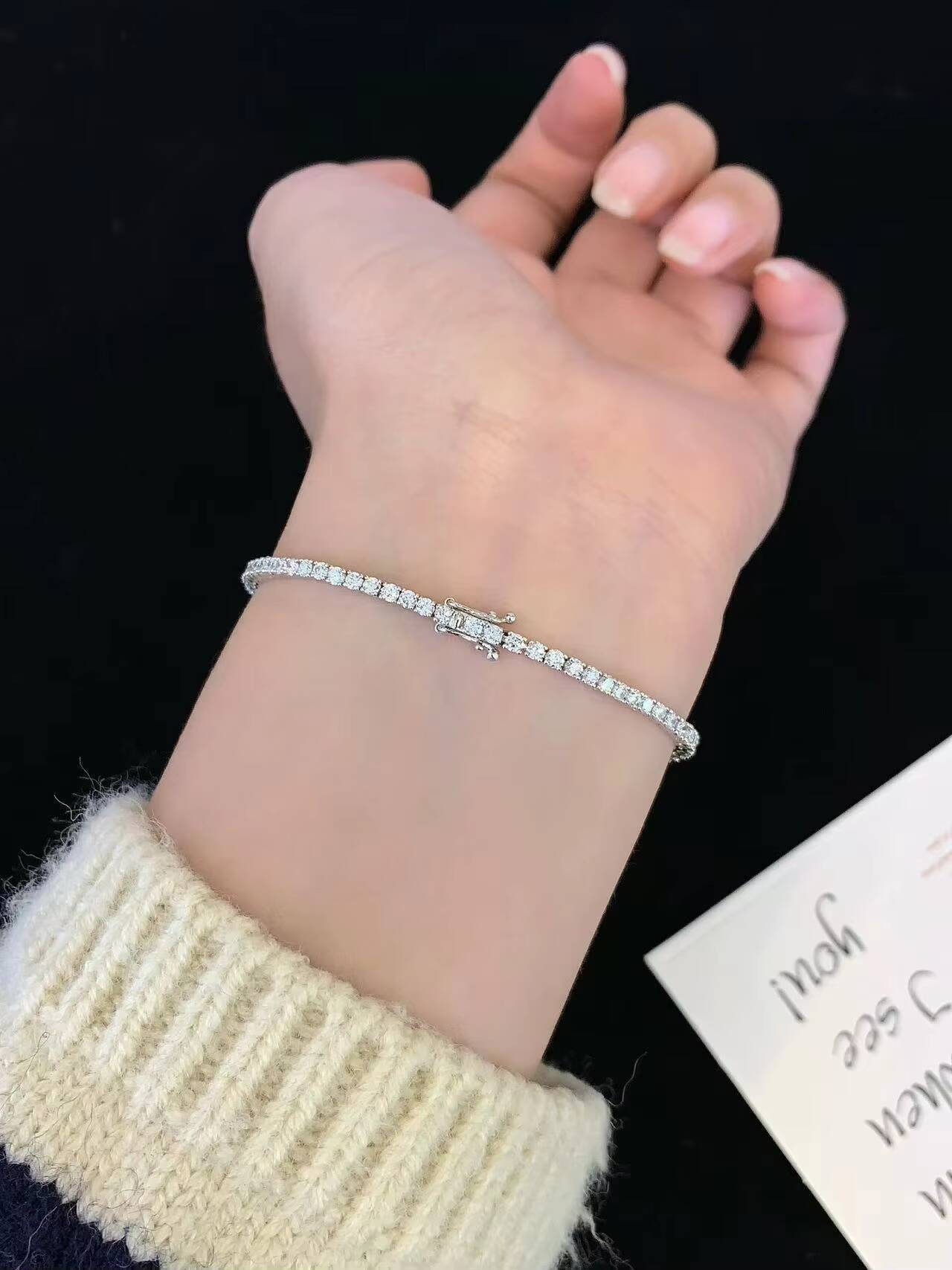 Unisex Fashion Lab-Grown CVD HPHT IGI Certified Brilliant Cut Laser Drilled Diamond Tennis Style 14K 18K Gold Bracelet