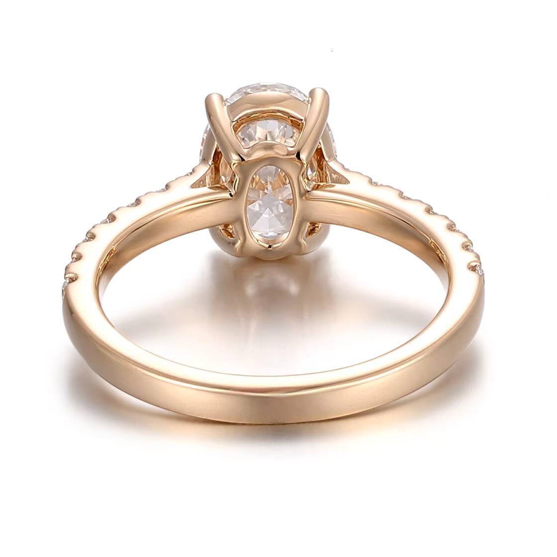 18K Solid Yellow Gold Fine Jewelry Ring Customizable Designer Oval Cut D VVS Lab Grown Diamond Wedding Engagement Gift for Women