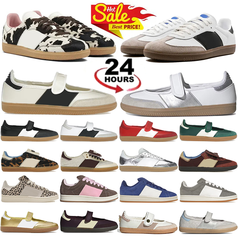 New Designer Womens sambajane Mary Jane Ballet flats Dress Shoes Men Women Leopard Vegan flat Sneakers lows shoe White Navy core Black Green Red mens sports trainers