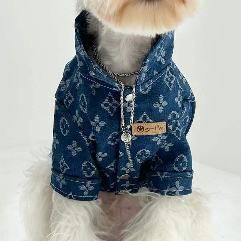 Pet for Large Dogs Golden Retriever Giant Poodle Samoyed Puppy Clothes Teddy Bichon Pomeranian Autumn Winter Thick Trendy Brand Denim