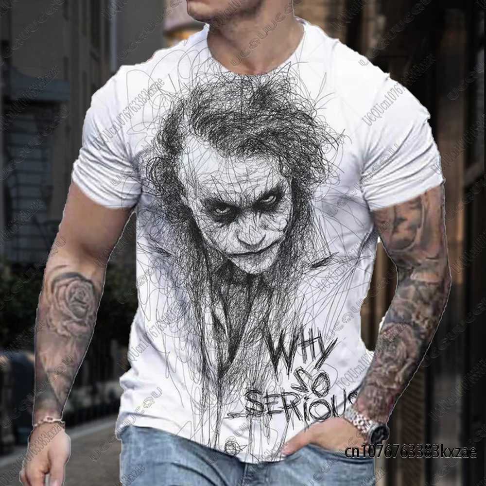 Joker Summer Classic Tshirts For Men Funny Joker Face Sketch The Clown 3D T-shirt Casual Harajuku Style Street Clothing Man TopsT260410