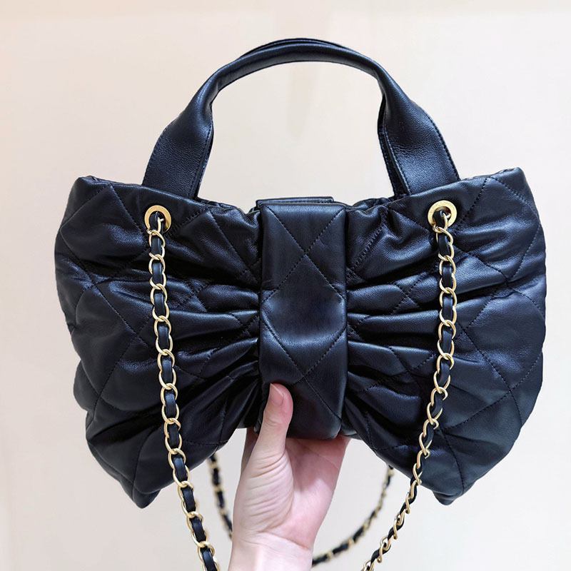 Top Quality Designer Bag 25K Bow Lambskin Tote New Designer Velvet Classic Vintage Handbag Women Luxury Handbag Fashion Bag Chain Evening Shoulder Underarm Bag