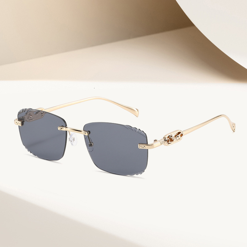 New Designer Street Style Unframed Cutting-edge Sunglasses With Outdoor Cycling Retro Fashion Elements And Metal Sun Protection Feature - Beach Sungla