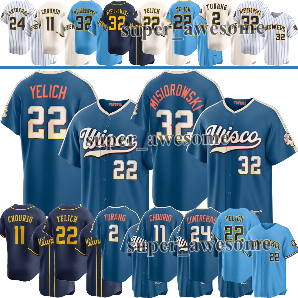 MilwaukeeS Brewers Baseball Jersey Jacob Misiorowski Christian Yelich Jackson Chourio William Contreras Brice Turang Sal Frelick Caleb Durbin Joey O MilwaukeeS Brewers Baseball Jersey Jacob Misiorowski Christian Yelich Jackson Chourio William Contreras Brice Turang Sal Frelick Caleb Durbin Joey O